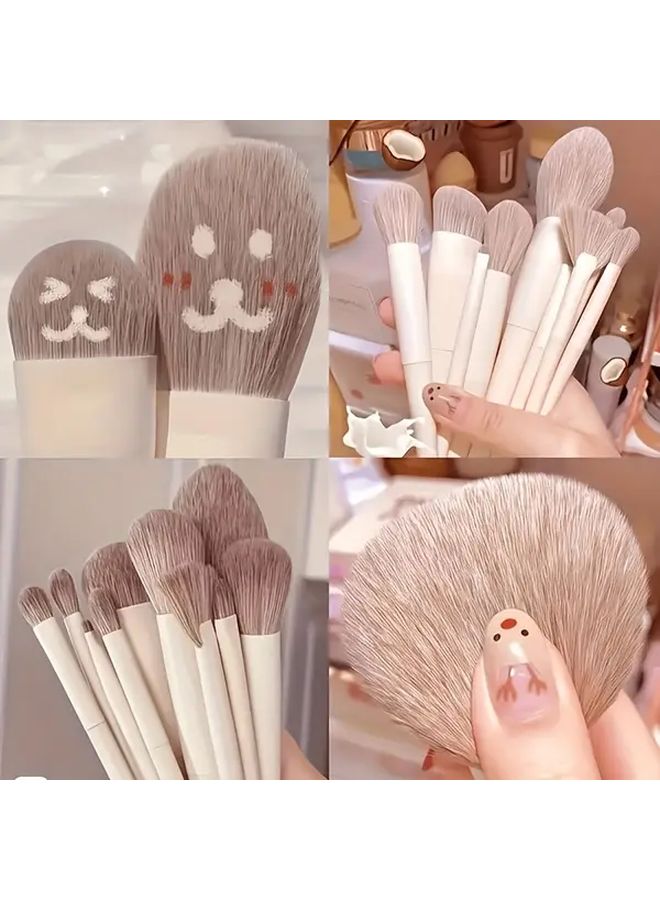 10pcs Apricot And Brown Makeup Brush Set Powder Blush Contour Foundation Eyeshadow - Image 5
